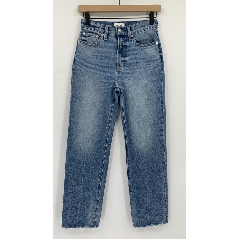 Pistola Jeans Womens 25 Blue Straight Leg Medium Wash Denim Pants 27" Inseam
